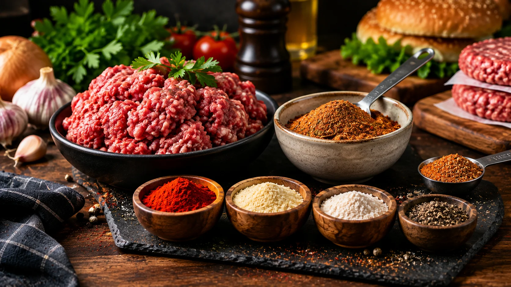 مقدار ادویه همبرگر برای ۵۰۰ گرم گوشت